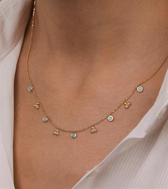 Firuze ve Tomurcuk Sıralı Kolye