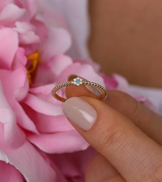 Mini Firuzeli Çiçek Yüzük