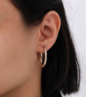 Dokulu Oval Halka Küpe