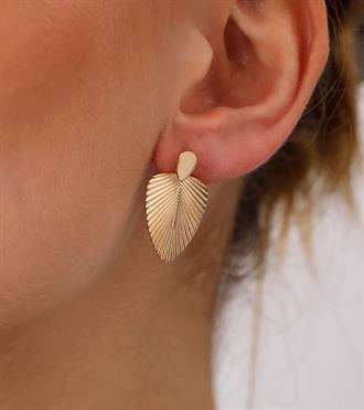 Çizgili Yaprak Küpe