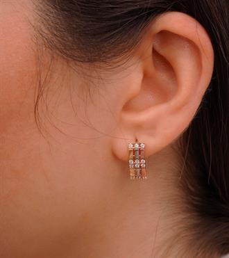 3 Renkli Taşlı Küpe