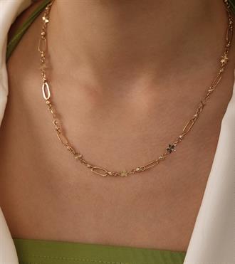 Yıldızlı Zincir Mix Kolye