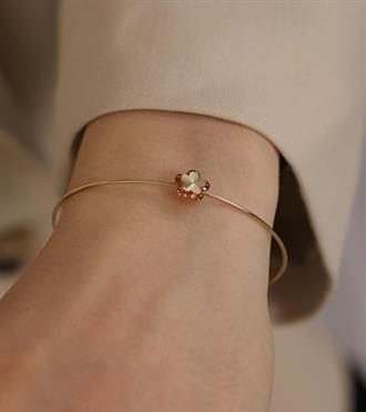 Turuncu Taşlı Çiçek Bilezik