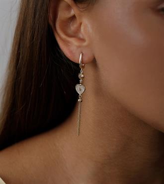 Zincirli Kalp Kilit Küpe