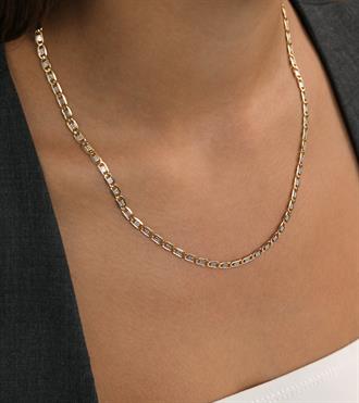 Beyaz Şeritli Ezme Zincir Kolye