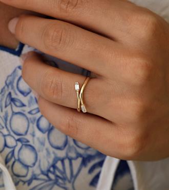 Baget Taşlı İkiz Yüzük