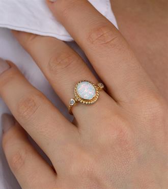 Taşlı Opal Vintage Yüzük
