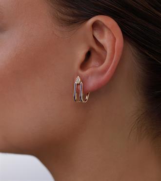 Lacivert Mineli Ataç Küpe