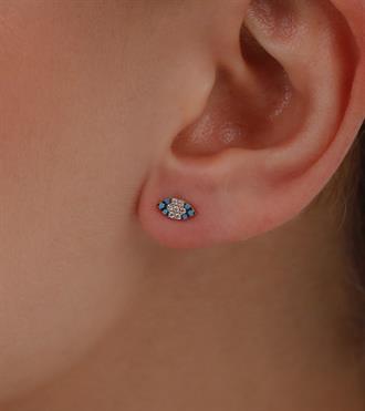 Firuzeli Göz Vidalı Küpe