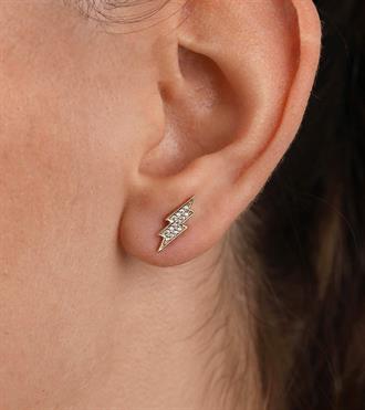 Taşlı Şimşek Vidalı Küpe