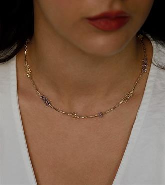 İtalyan Renkli Çiçekli Kolye