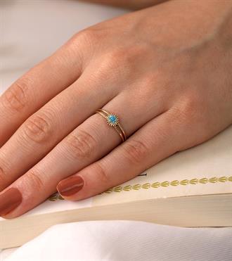 Firuzeli Güneş Yüzük