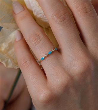 Firuze Taşlı Markiz Yüzük