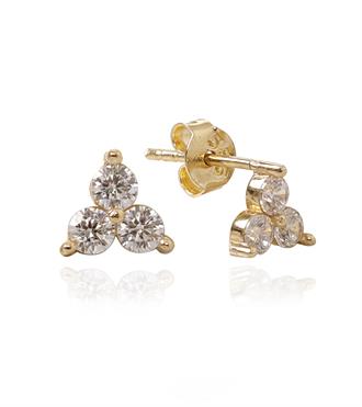 Taşlı Tria Vidalı Küpe