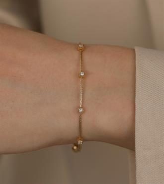 Aralıklı Taşlı Esnek Bilezik