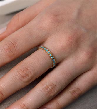 Firuze Taşlı Petek Dizilim Yüzük