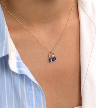 Lacivert Baget Sallantılı Kolye