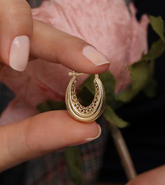 Çizgili Süzme Halka Küpe