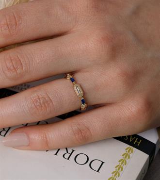 Lacivert Bagetli İkon Yüzük