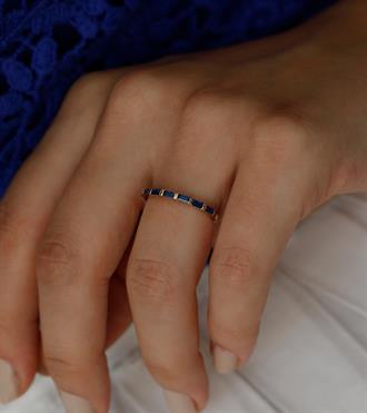 Lacivert Baget Dizilim Yüzük