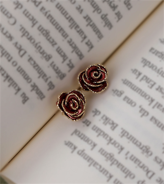 İtalyan Gül Küpe-Bordo