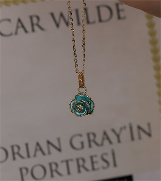 İtalyan Gül Kolye-Turkuaz