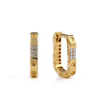 Taşlı Dot Dikdörtgen Küpe