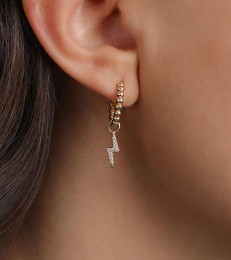 Şimşekli Toptop Halka Küpe