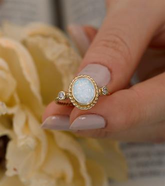 Taşlı Opal Vintage Yüzük