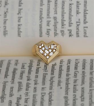 Baget Taşlı Kalp Yüzük