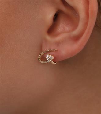 Taşlı Kalp Tasarım Küpe