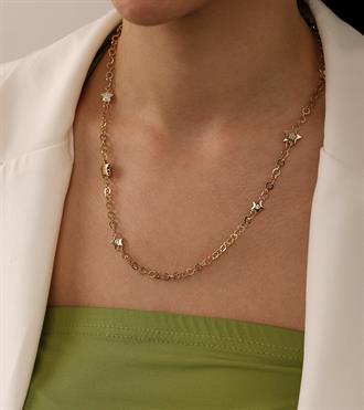 Yıldızlı Tasarım Zincir Mix Kolye