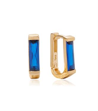 Lacivert Taşlı Kare Küpe