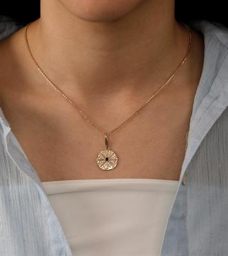 Bordo Taşlı Madalyon Kolye Ucu