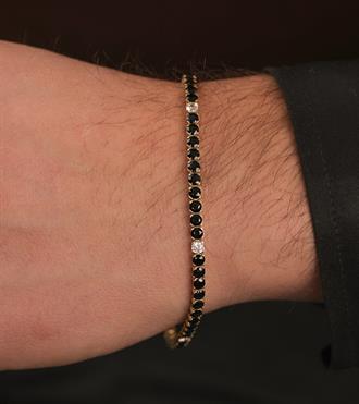 Taşlı Siyah Su Yolu Bileklik