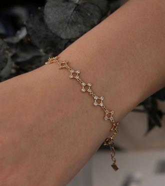 Taşlı Kare Zincir Bileklik