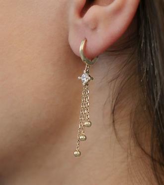 Zincirli Tektaş Halka Küpe