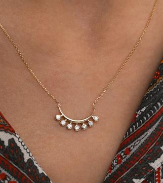Taş Sıralı Ay Kolye
