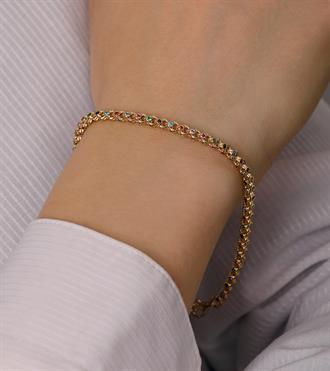 Renkli Taşlı Doç Zincir Bileklik