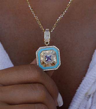 Turkuaz Hexagon Kolye Ucu