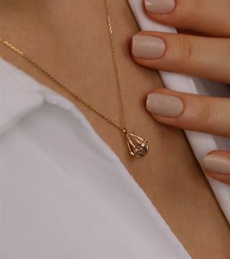 Taşlı Damla Kafes Kolye