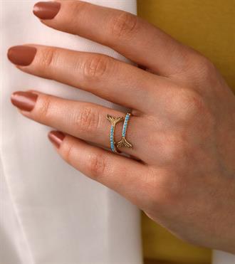 Firuzeli Balık Kuyruğu Yüzük