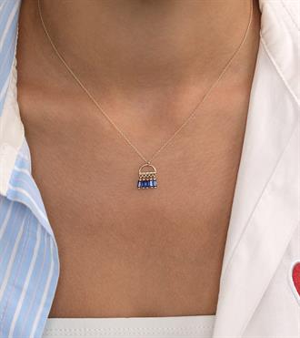 Lacivert Baget Sallantılı Kolye