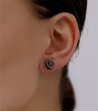 İtalyan Gül Küpe-Bordo