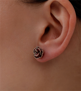 İtalyan Gül Küpe-Bordo