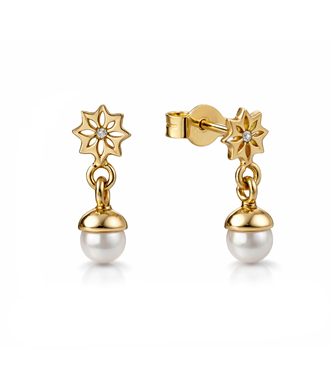 İncili Kartanesi Vidalı Küpe