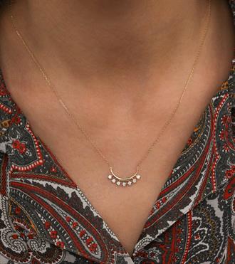 Taş Sıralı Ay Kolye