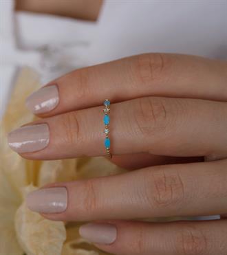 Firuze Taşlı Markiz Yüzük