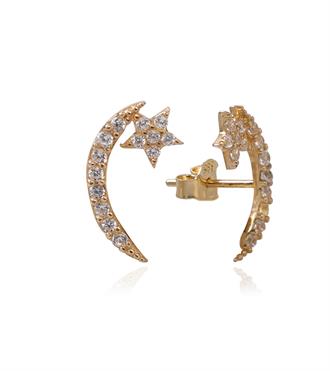 Taşlı Ay Yıldız Küpe