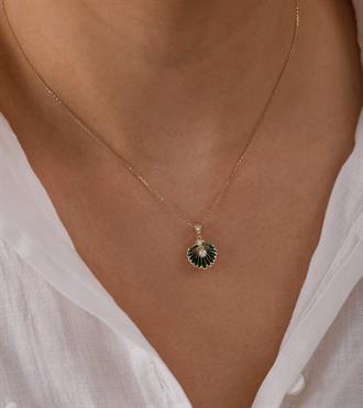 İncili Yeşil Midye Kolye